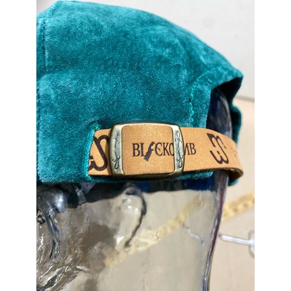 Vintage Black Comb Mountain Ski Hat Merkley - Turquoise Suede - cool Strap!! - Picture 6 of 10